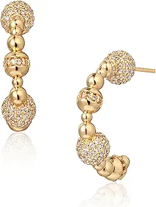 FETTERO Split Hoop Earrings 14K Gold Plated Chunky Hoop Earrings for Women Dainty Hypoallergenic Half Hoop Earring Jewelry Triple Hoop Earrings