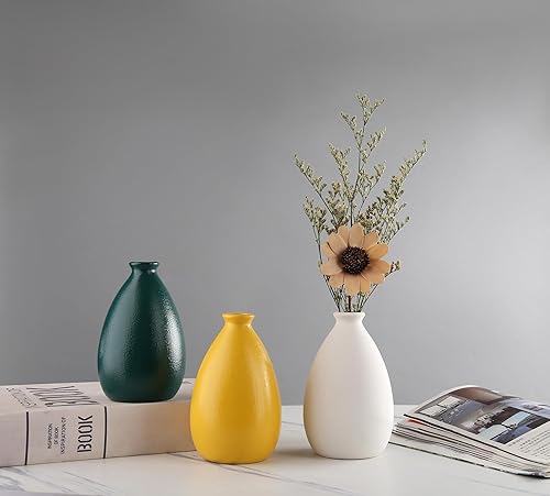 Miniatura 8 de -Florero de cerámica, jarrón verde oscuro para decoración del hogar, jarrón seco de estilo moderno, comedor, dormitorio, oficina..