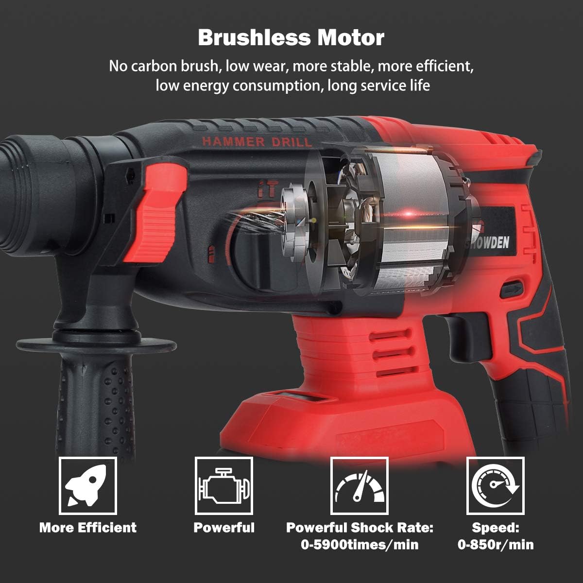 Bеѕt Cуbеr Mоndау 🔥 Cordless Rotary Hammer Drill, King Showden 18V Brushless Rechargerable Demolition Hammer Kits with 1550RPM, Variable Speed, Adjustable Handle, 2 X 4.0Ah Battery & Charger, Drill Bits, Chisels Chеареѕt 🛒 Cordless Rotary Hammer Drill, King Showden 18V Brushless Rechargerable Demolition Hammer Kits with 1550RPM, Variable Speed, Adjustable Handle, 2 X 4.0Ah Battery & Charger, Drill Bits, Chisels