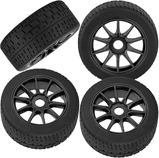RC Highway Tires Wheel for 1/8 Typhon 6s BLX,1/7 Infraction 6S BLX/Limitless,RC Drift Off Road Buggy Rally Truck Wheels and Tires,4PCS RC High Speed Wheel Highway Rubber Tires,Black