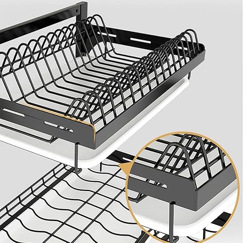 Miniatura 3 de Escurridor de platos montado en la pared de acero inoxidable 201 con bandeja de drenaje, estante de cocina de 3 capas, organizador de utensilios de