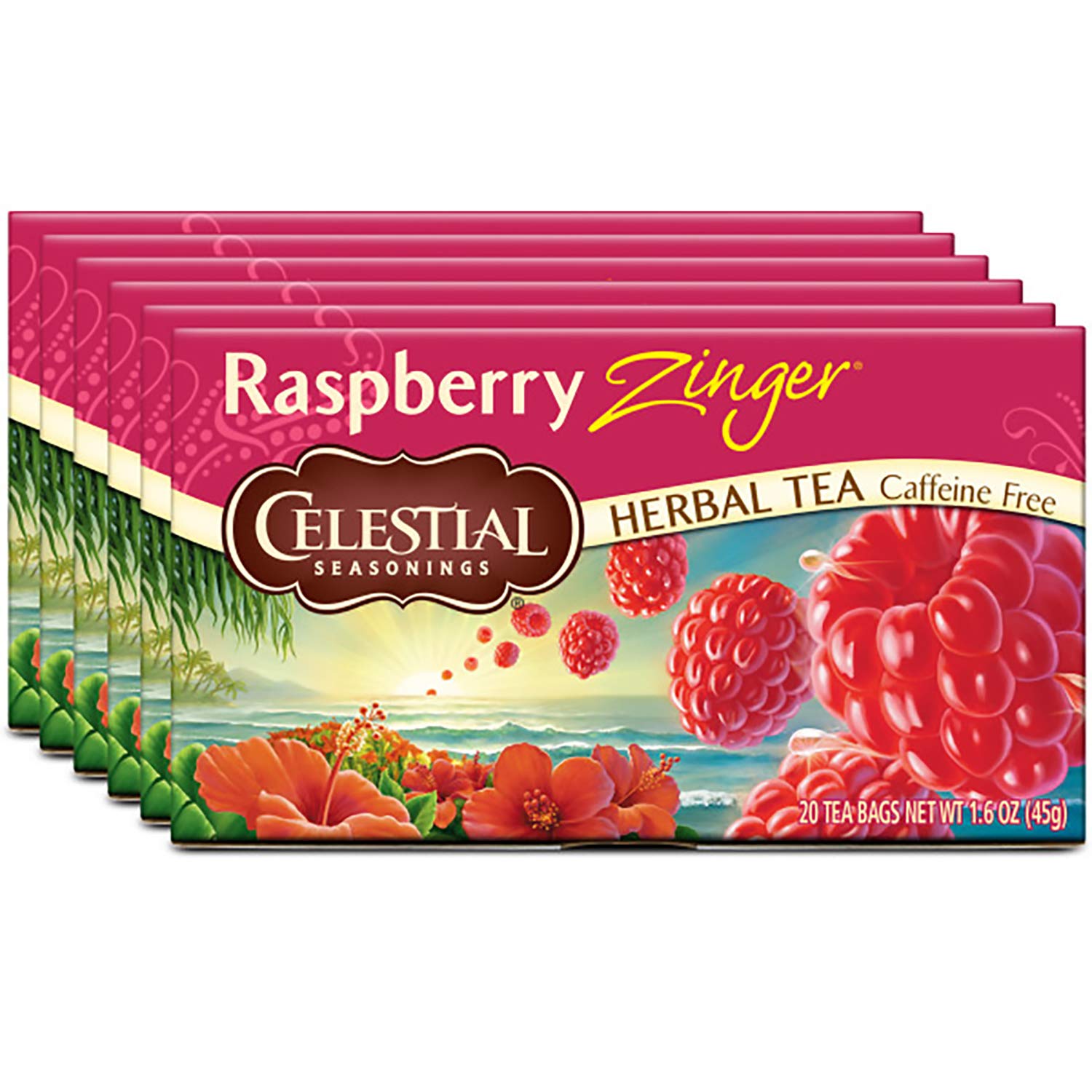 Celestial Seasonings Herbal Tea, Raspberry Zinger, 20 Count (Pack of 6) : Herbal Teas : Grocery & Gourmet Food