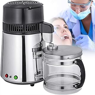 Destilador Agua 4l Filtro de destilación de Agua de Acero Inoxidable 750w destilación casera de Filtro purificador dispensador de Agua para hospitales oficinas hogares,Black