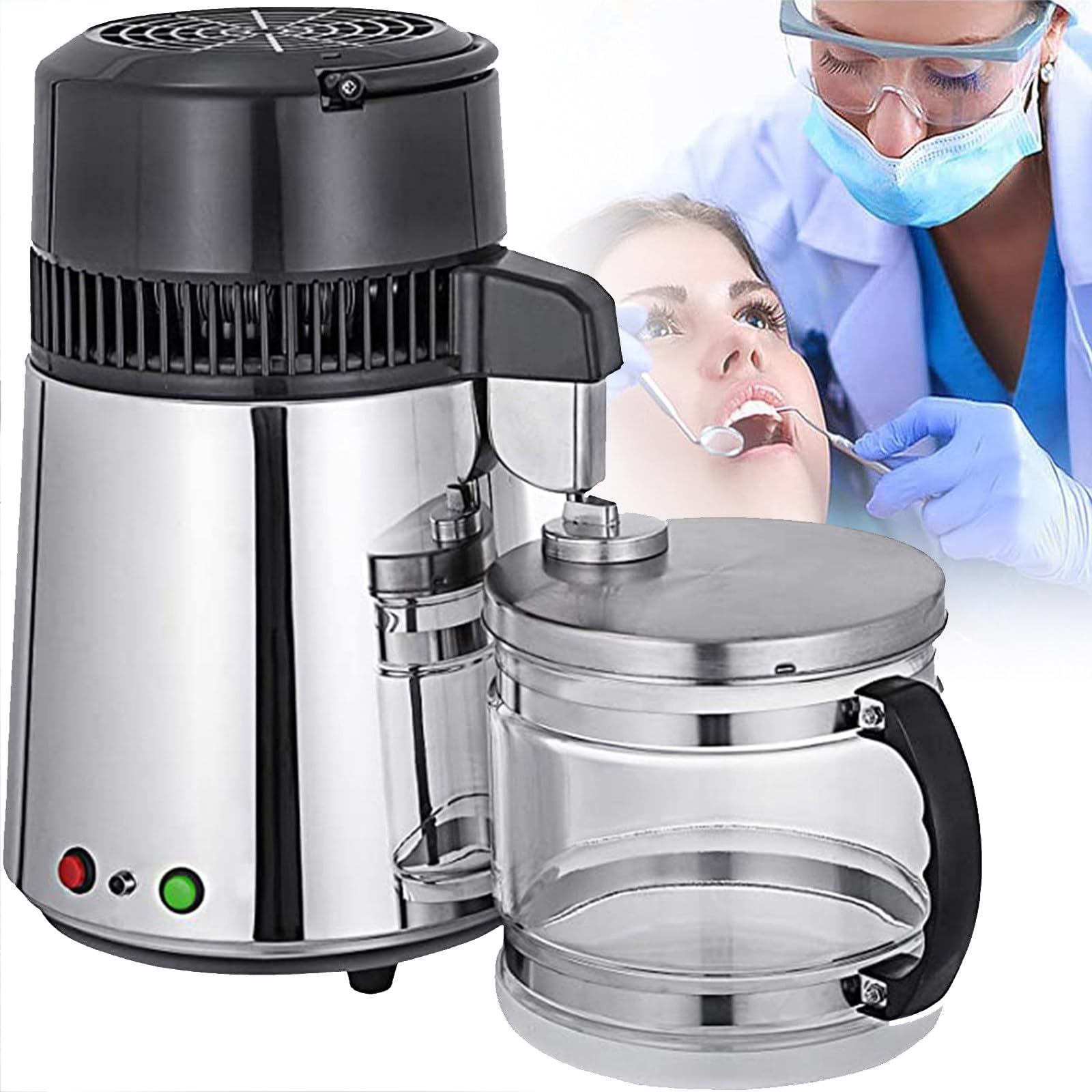 Urządzenie do wody destylowanej, destylator czystej wody 4 l, destylator wody na blacie o mocy 750 w, maszyna do wody destylowanej do domu z plastikowym pojemnikiem,White