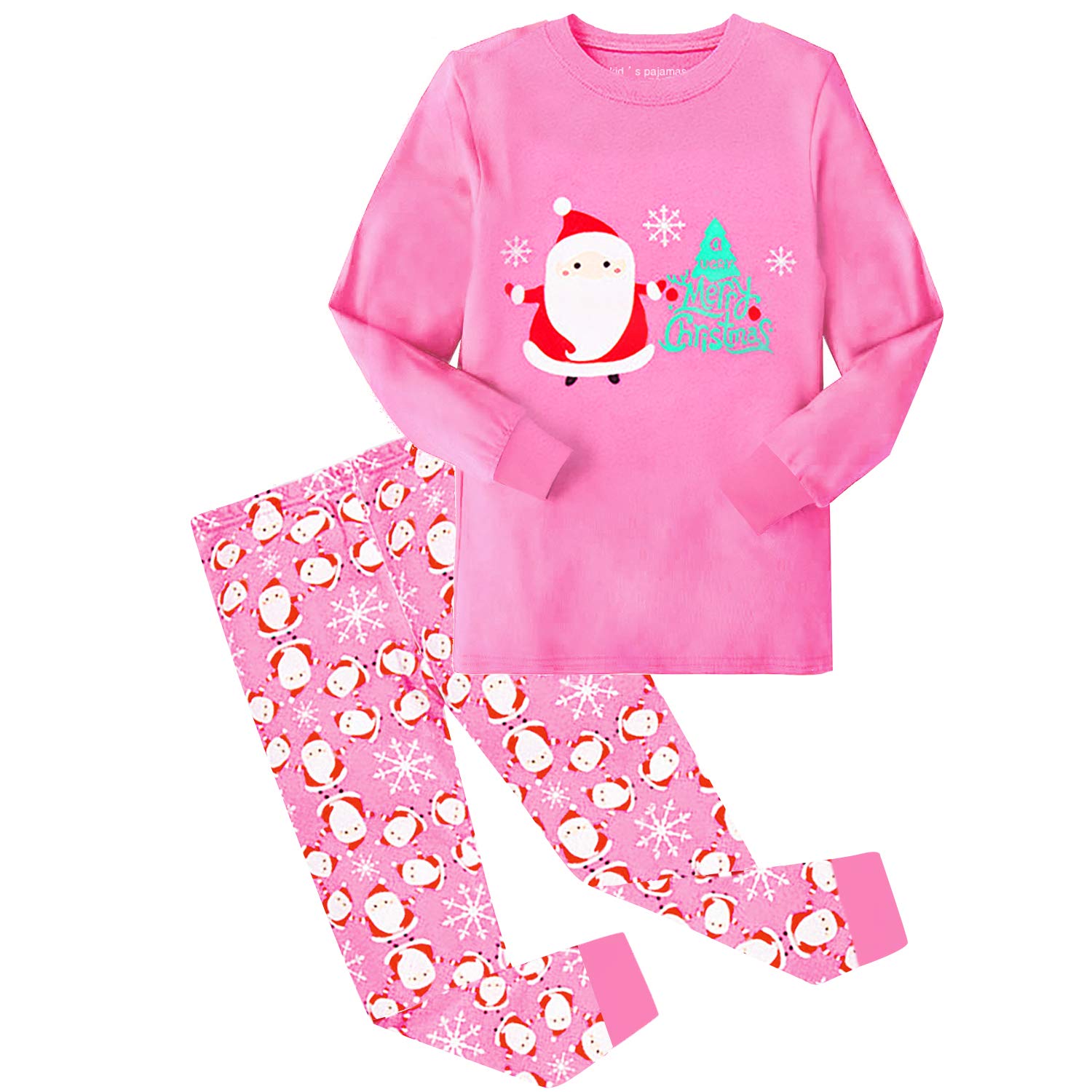 ELUTONG Girl's Christmas Pajamas Cotton Kids Santa Claus Reindeer Pjs Toddler Clothes Long...