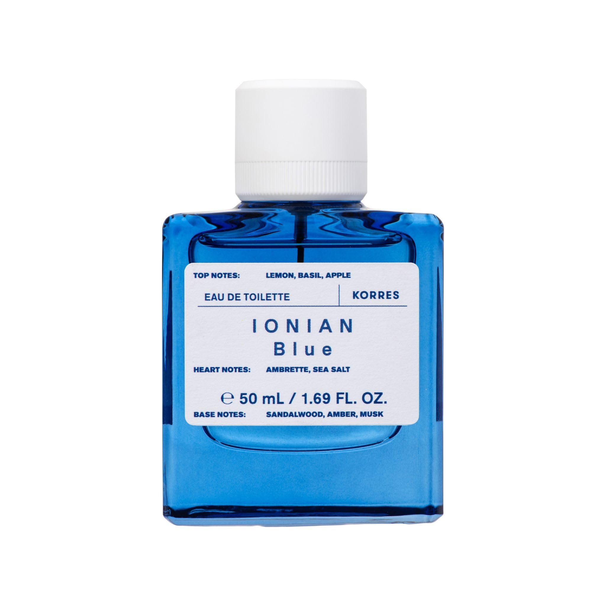 KORRES IONIAN BLUE Eau de Toilette Unisex, zitrisch-holziger Duft, 50 ml | Veganes Eau de Toilette mit Zitrone, Basilikum, Meersalz und Sandelholz. Mit natürlichem Alkohol.