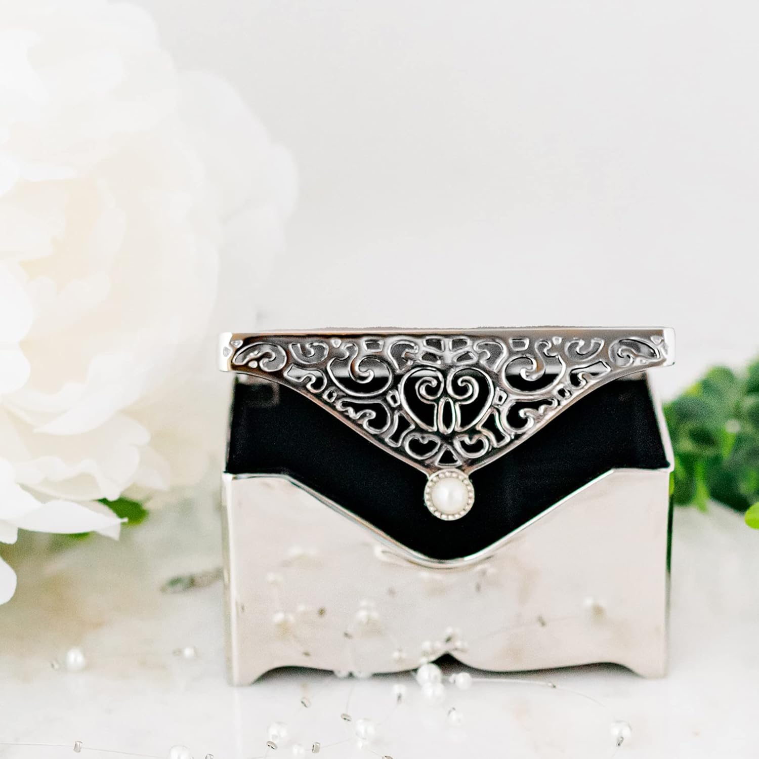 Cherished Moments Personalized Filigree Small Rectangle-Shaped Jewelry Keepsake Box with a Custom Engraved Message, Silver Toned - Image 3