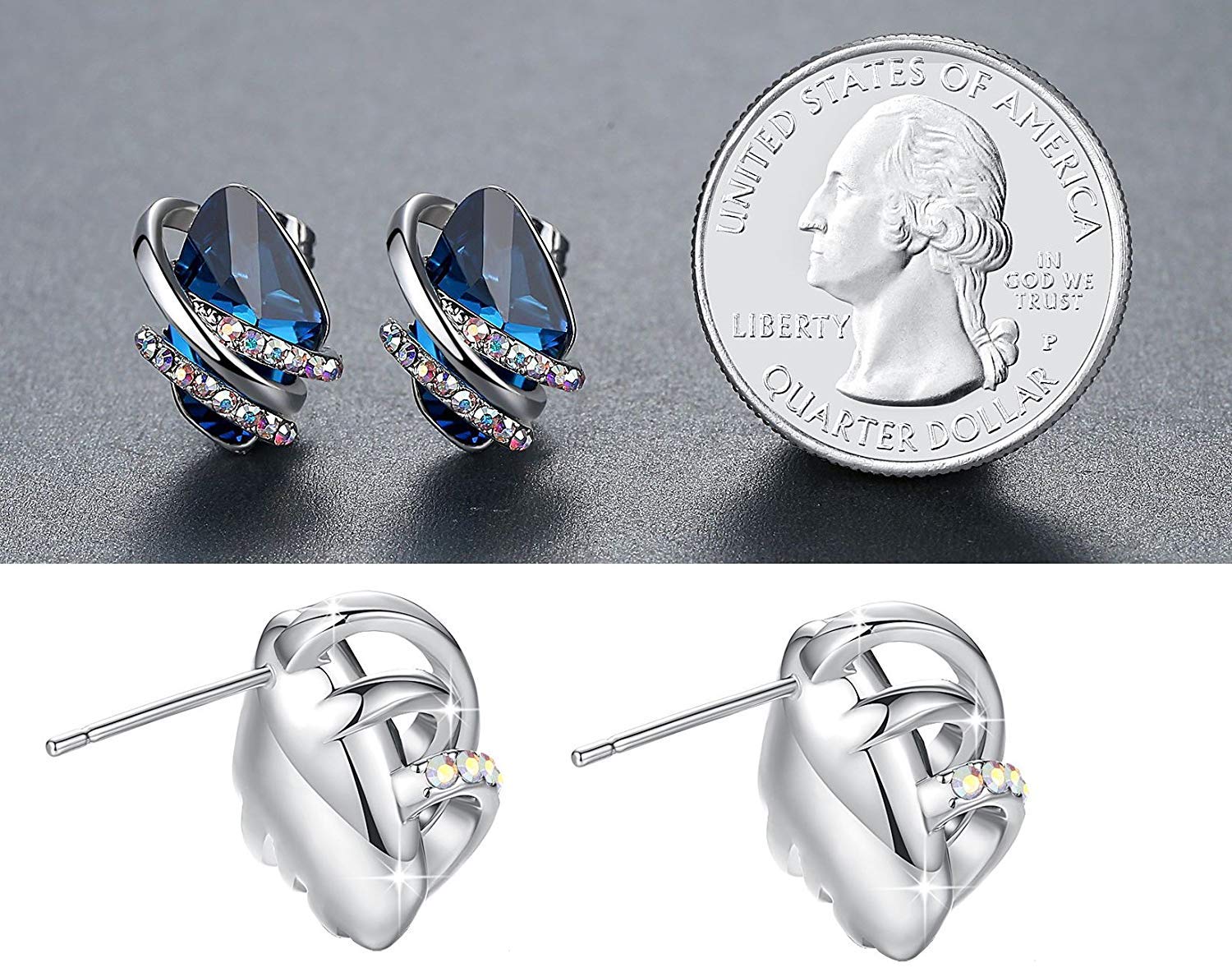 Leafael San Valentín Pendientes Wishstone Mujer con Piedra de Nacimiento, Cristales Curativos, Plata u Oro Rosa Chapado, Sin Níquel y Plomo, Joyería Elegante, Caja de Regalo Incluida