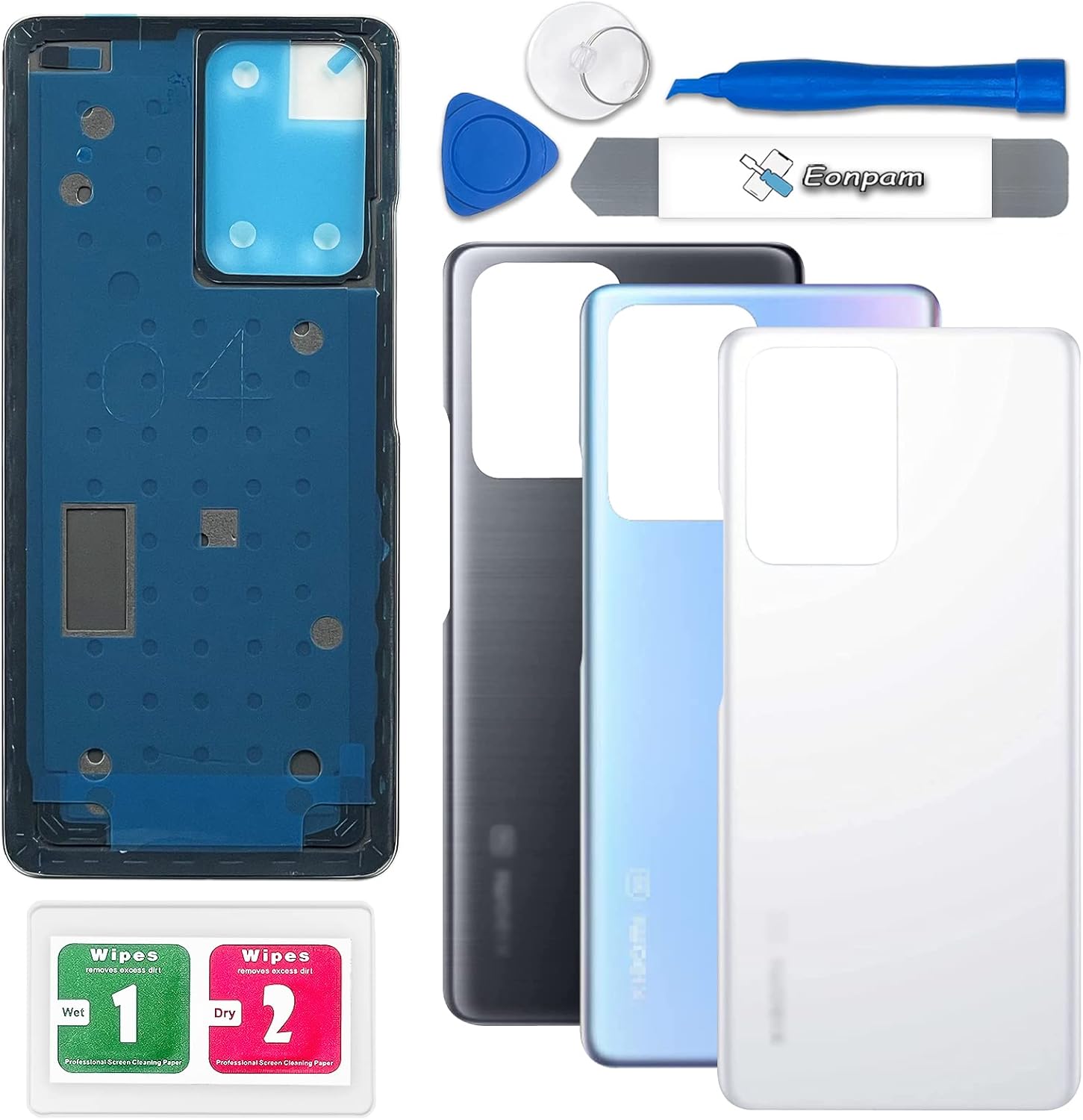 Back Glass Replacement for Xiaomi Mi 11T/11T Pro Back Cover Rear Housing Repair Tool Kit Genuine Rear Glass (Gray)