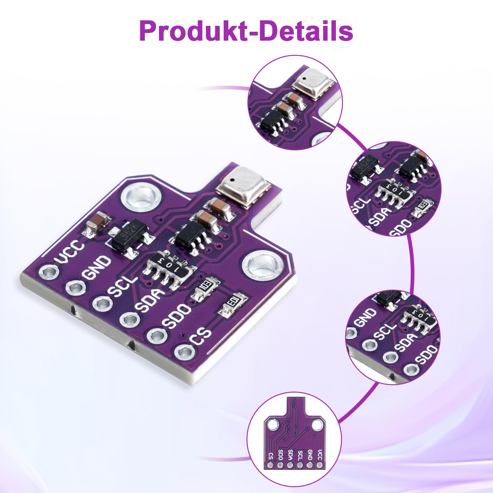 ARCELI BME680 Carte de développement CJMCU-680 Capteur de pression pour capteur de température et d'humidité 1,7 ~ 3,6 V I2C Compatible avec Arduino pour la détection de la qualité de l'air (3 pièces)