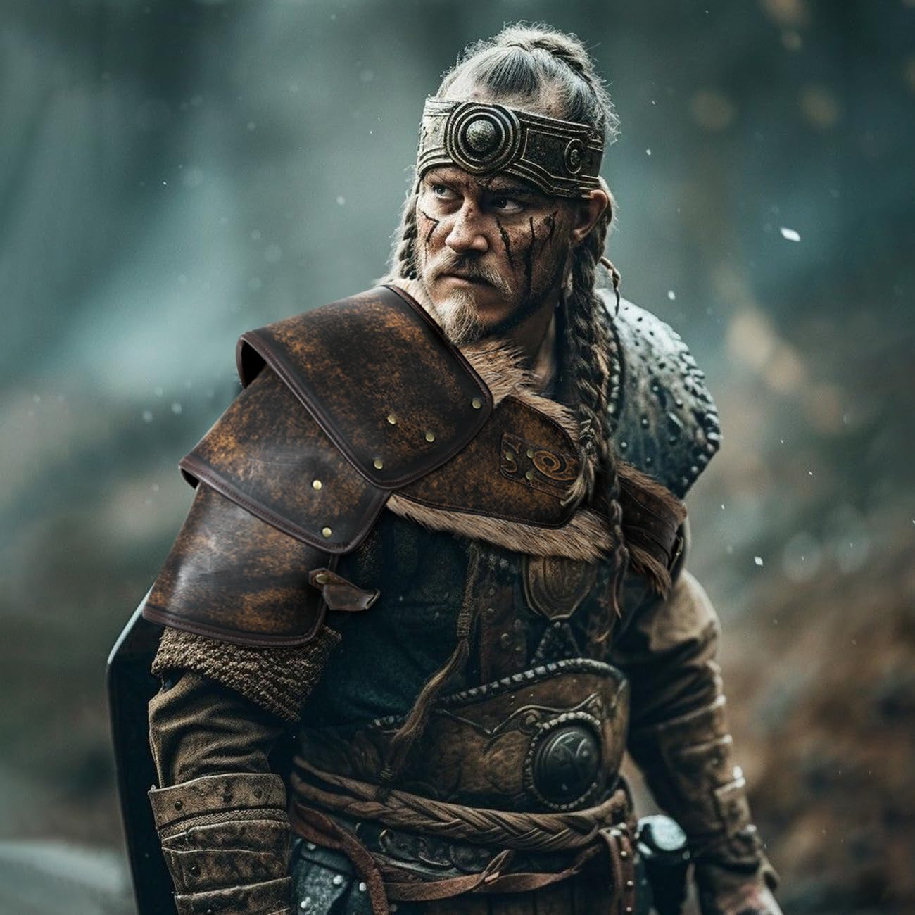 L'VOW Medieval Leather Pauldron Single Shoulder Armor Viking Accessories for Men Ren Faire LARP Cosplay - Image 3