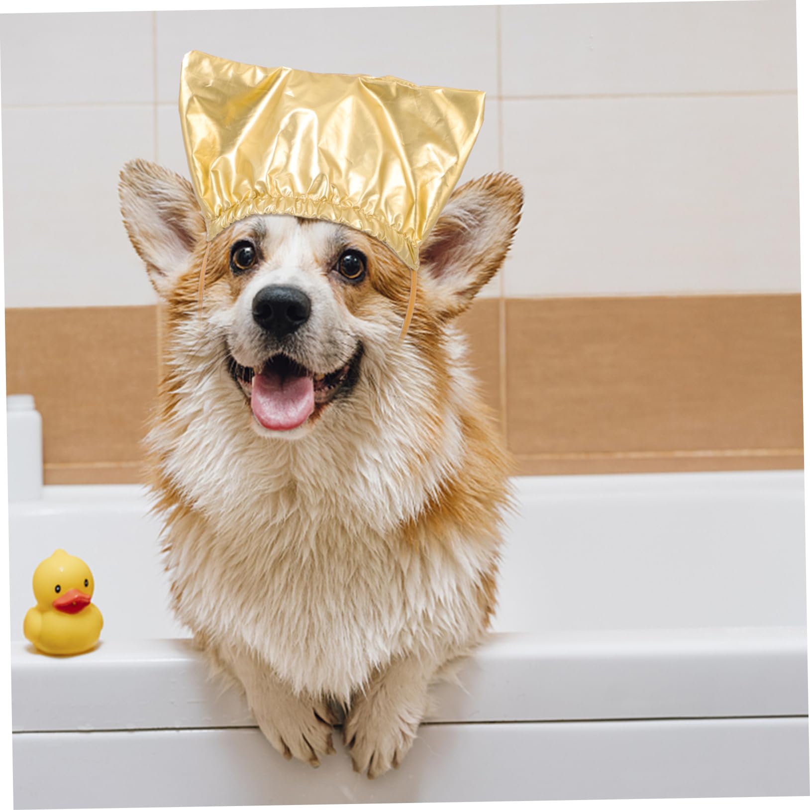 Shienfir Wasserdichte Haustier-Duschhaube, Verstellbare, Wasserdichte Katzen-Duschhaube Mit Ohrenschutz Zum Baden Und Pflegen Rosa