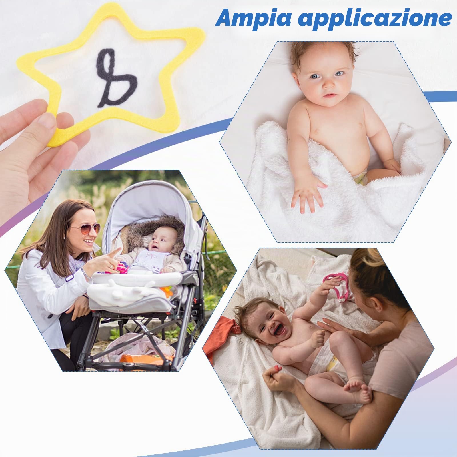 Coperta Mesi Neonato, Copertina Mesi Bambino per Maschio o Femmina Unisex, Tappeto Maschio O Femmina con 4 Cornici per Foto, Regalo Baby Shower Neomamme, Tema Luna 130x100cm
