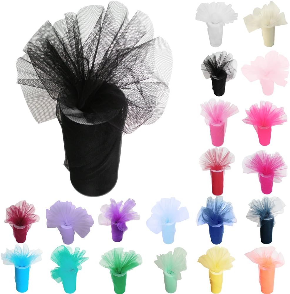 Time to Sparkle 6 Inchs x 25yards/75FT Tulle Roll Spool Tutu Party Birthday Wraping Crafts Bridal Bow Skirt Wedding Decor, Black