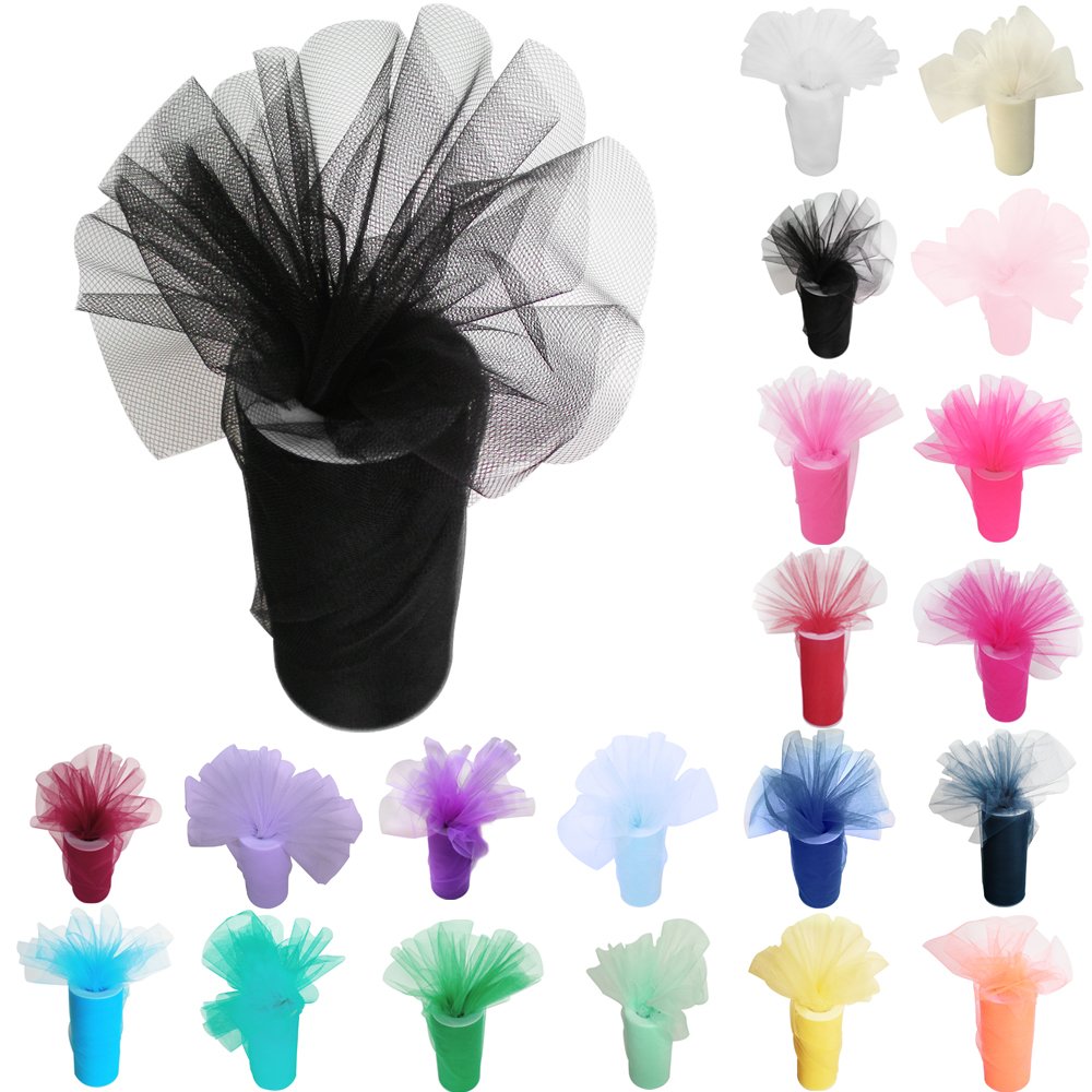 Time to Sparkle 6 Inchs x 25yards/75FT Tulle Roll Spool Tutu Party Birthday Wraping Crafts Bridal Bow Skirt Wedding Decor, Black