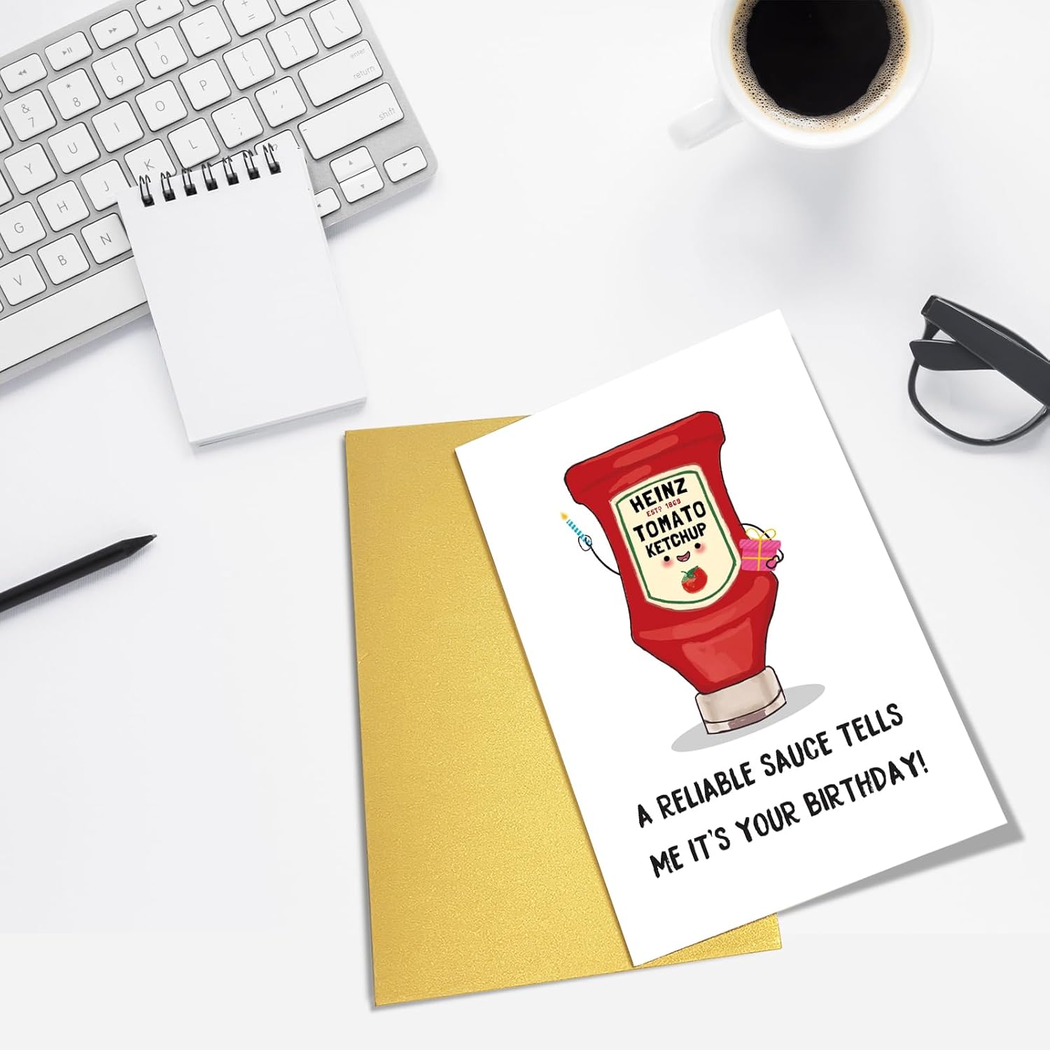 Goroar Funny Ketchup Birthday Card, Cute Tomato Sauce Birthday Card, Birthday Card for Ketchup Lover, A Reliable Sauce Tells Me It's Your Birthday - Image 4
