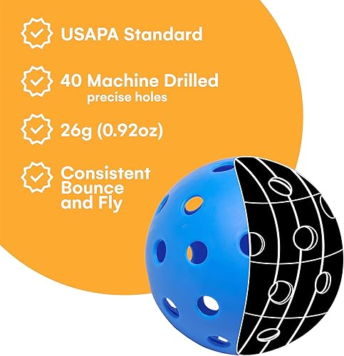 Miniatura 5 de Noa Store Pickleball Balls for Indoor and Outdoor Play 3-Pack (2.9 Inch) - Durable Plastic and Versatile with Enhanced Visibility - Consistent