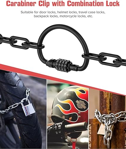 Miniatura 2 de Cerraduras de combinación, clips de mosquetón resistentes, código ultra grande en forma de D, bloqueo combinado para cable de seguridad de bicicleta