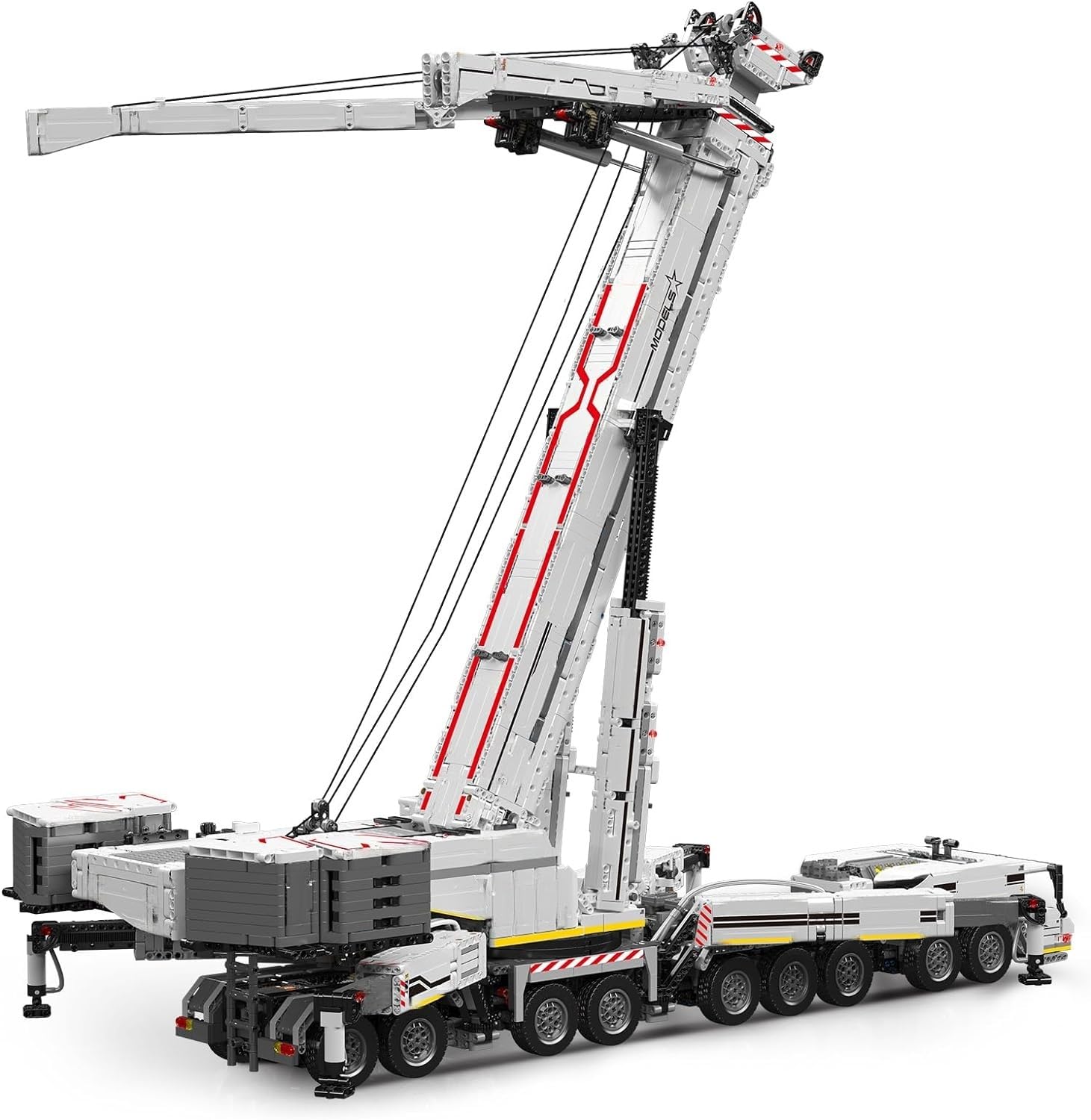 Technik Kran Ferngesteuert Liebheer LTM 11200 Set, Mit 20 Motoren, 8056-tlg | Mit Pneumatik Set, APP-Steuerung, Klemmbausteine Kranwagen MOC Modellbausatz, Sammlerstück Geschenk für Fans (Weiß)