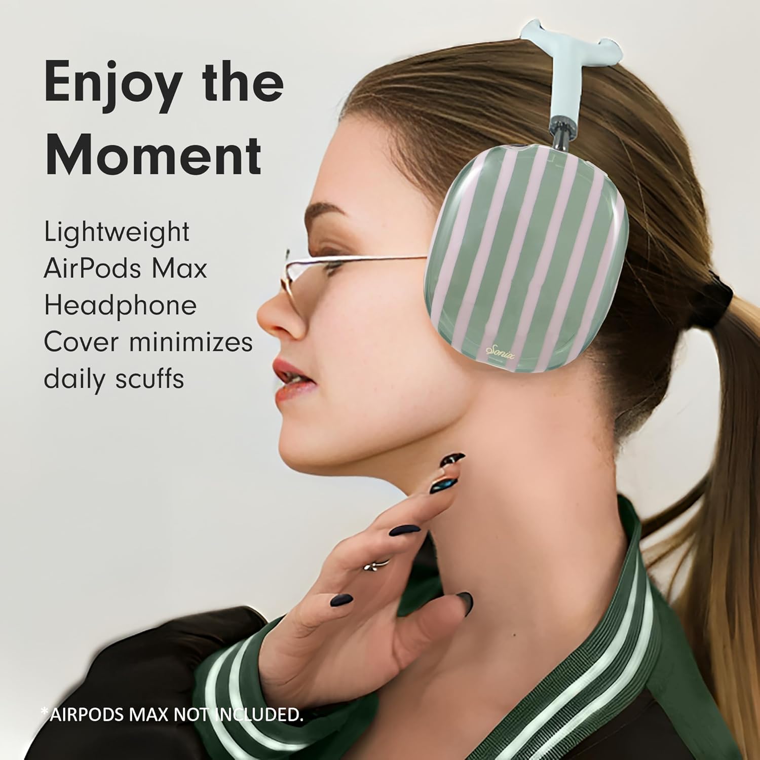 Sonix Protective Case for AirPods Max Headphones - Stylish TPU Hard Shell Ear Cup Covers | Abstract Stripe Sage