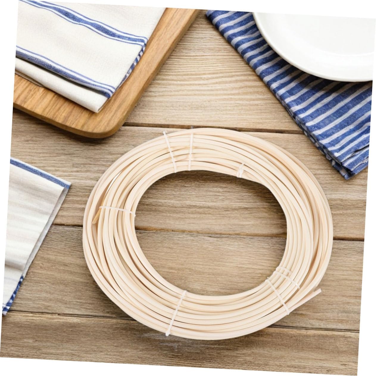 NUOBESTY 3 Rolls Round Reed Rattan Weaving Material Coil for Basket Making Chair Repair DIY Furniture Supplies Beginner Friendly Easy to Weave for All Skill Levels