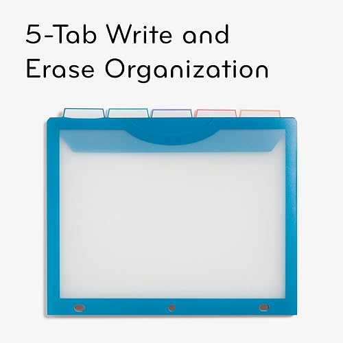 Miniatura 3 de U Brands Divisores de carpeta de poli con 5 pestañas y tres anillos con pestañas y bolsillos, vista clara, juego de 10 unidades, brillantes