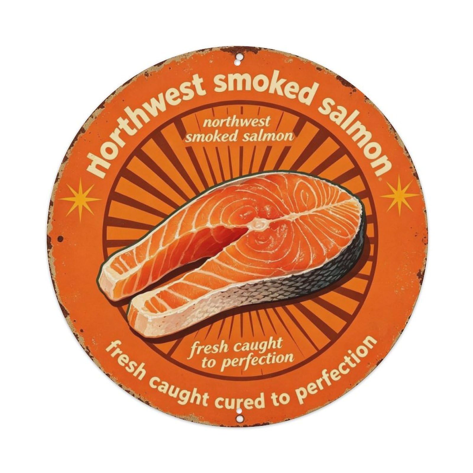 Northwest Smoked Salmon Metal Tin Sign Plaque