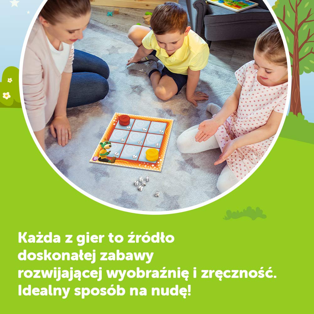 Trefl Kalejdoskop 15 Gier Zestaw Rodzinnych Gier z Bohaterami Bajki Rodzina Treflików dla Dzieci Powyżej 5 Lat