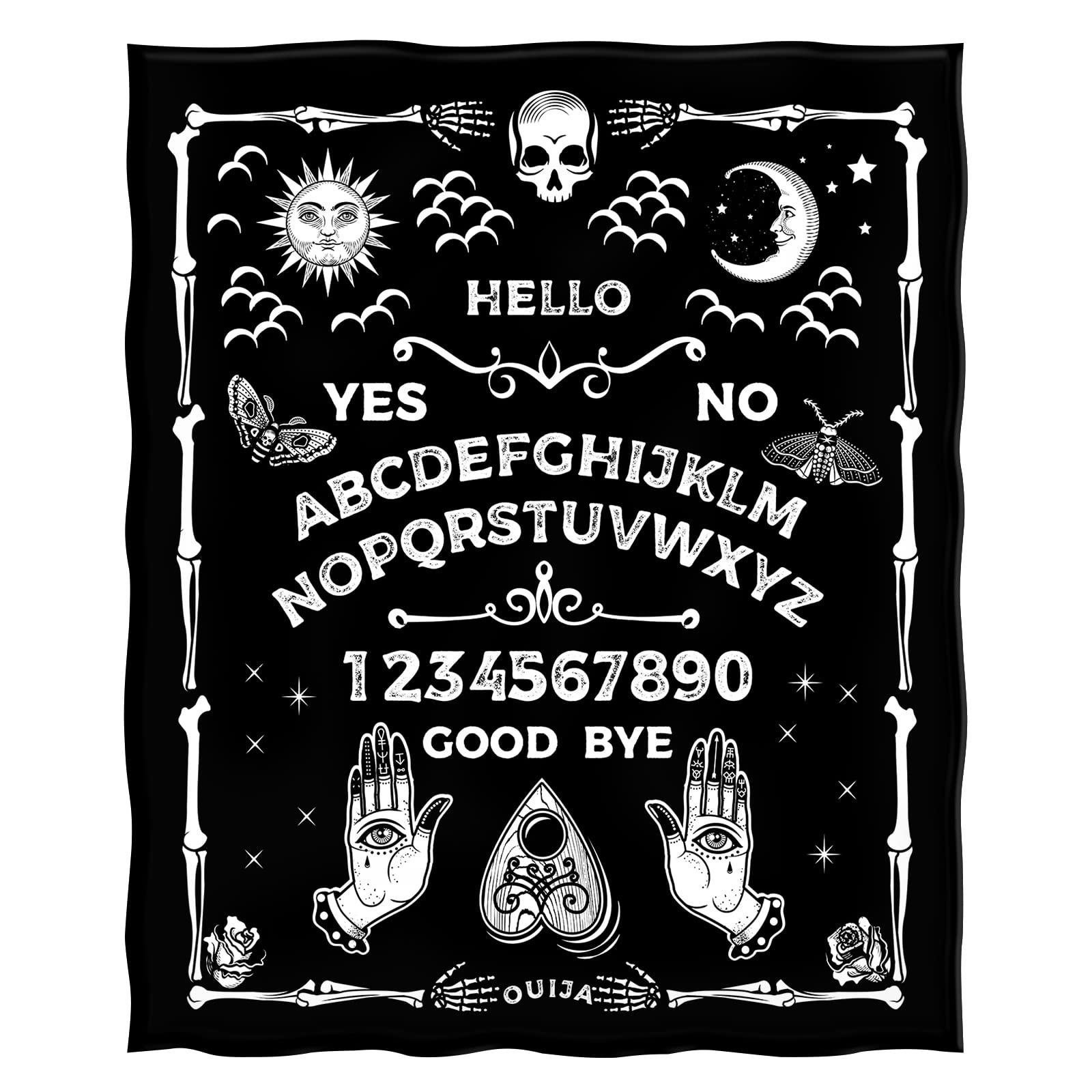 Levens Ouija-Brett Decke (Mikrofaser-Polyester) - Sonne-Mond Design, Weich & Leicht, Für Zuhause, Sofa Oder Reisen