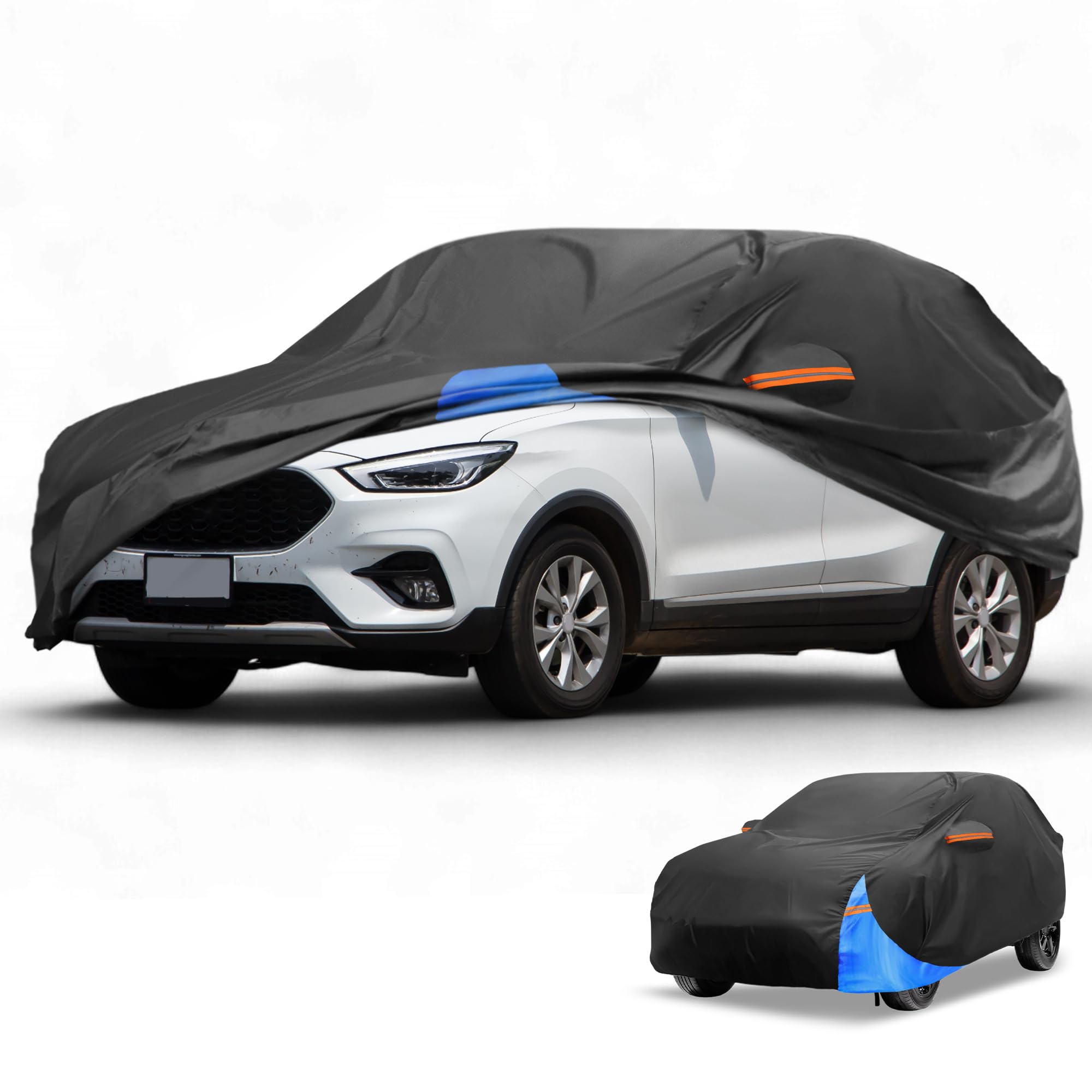 Funda De Coche Impermeable para MG Zs 2017-2023 1Pc | Negro, Azul, 210D-Pu, 440X181X145Cm, Todo Clima Exterior, Proteccion Solar Anti-Uv, Lluvia Completa, Franjas Reflectantes