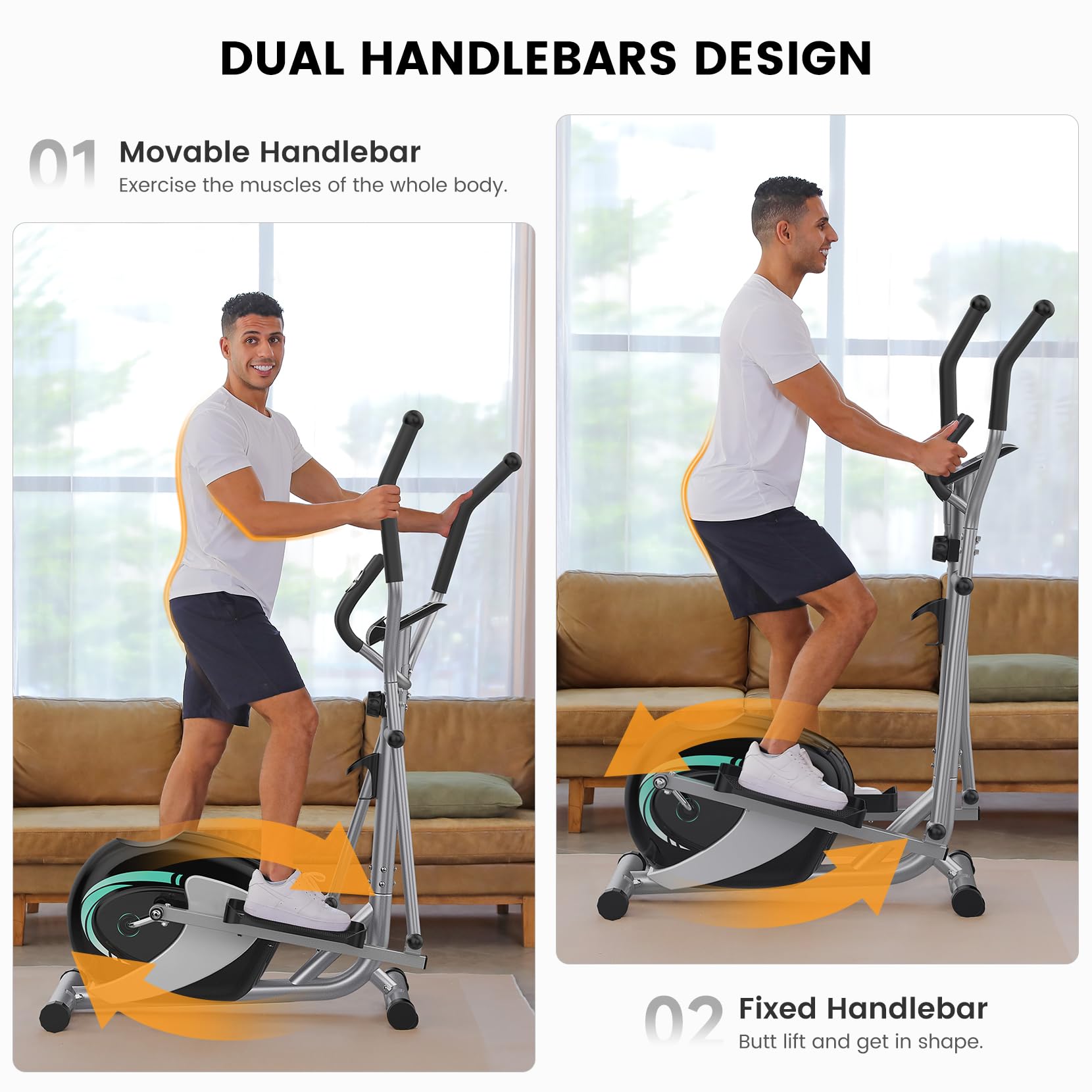 Dripex Elliptical Crosstrainer, Extrem leises magnetisches Ellipsentrainer für den Heimgebrauch, mit 6KG Schwungrad, 16 Widerstandsstufen, Pulssensor, LCD Monitor & Gerätehalterung (Grün)