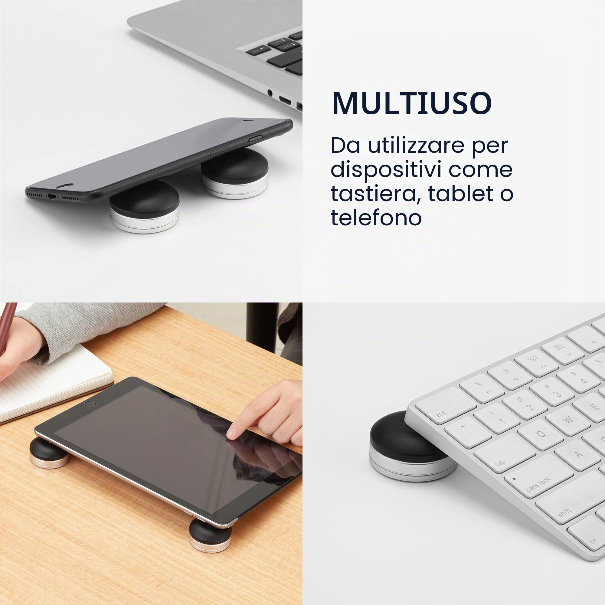 kwmobile Supporto per Computer PC Portatile/Notebook/Ultrabook - Cuscinetto Raffreddamento PC - Sfera Magnetica Silicone per Computer Portatile nero/argento