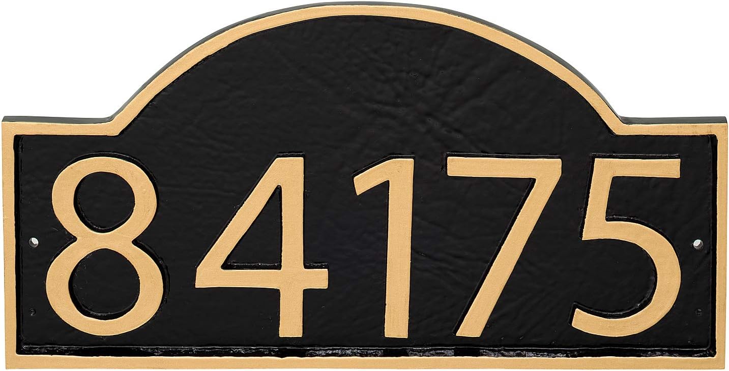Powder Coated Aluminum Soft Arch Economy Series Address Plaque, Modern Font, Holds up to 5 Characters