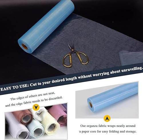 Miniatura 4 de Rollos de tela de tul de organza, organza de cristal de 12 pulgadas por 50 yardas (150 pies), perno de red de nailon transparente sedoso y brillante