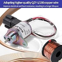 Vista 5 de M810324 Solenoide de apagado de combustible 119233-77932 Yanmar 1503ES-12S5SUC12S Reemplazar Woodward para John Deere 3038E 3036E 3032E 2025R 2032R