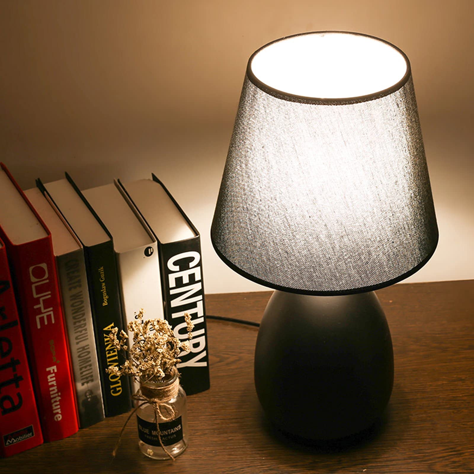 Totofac 2-delige set dimbare tafellampen met aanraakbediening, 3 instelbare helderheidsniveaus in warmwit, LED moderne tafellamp met handgemaakte witte lampenkap voor kinderkamer, slaapkamer, woonkamer (1