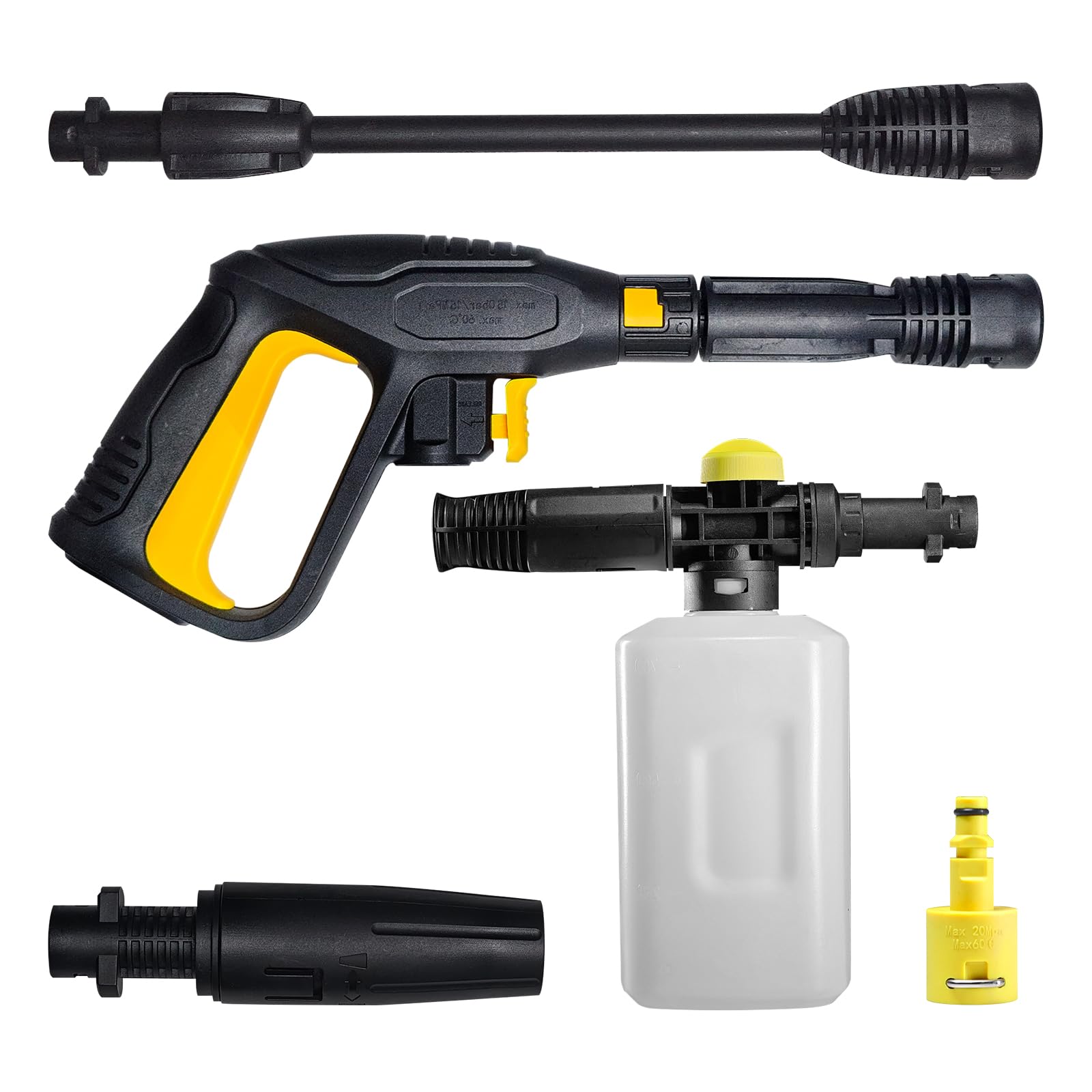 DERASL Pressure Washer Gun for K2-K7 Wand Snow Foam Nozzle Hose Adapter