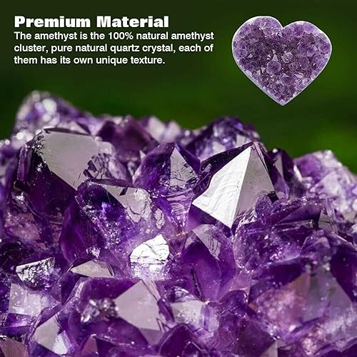 Miniatura 4 de ILAME Forma de corazón natural amatista en racimo de cristal de cuarzo de geoda curativa colección de muestras de piedras preciosas para decoración