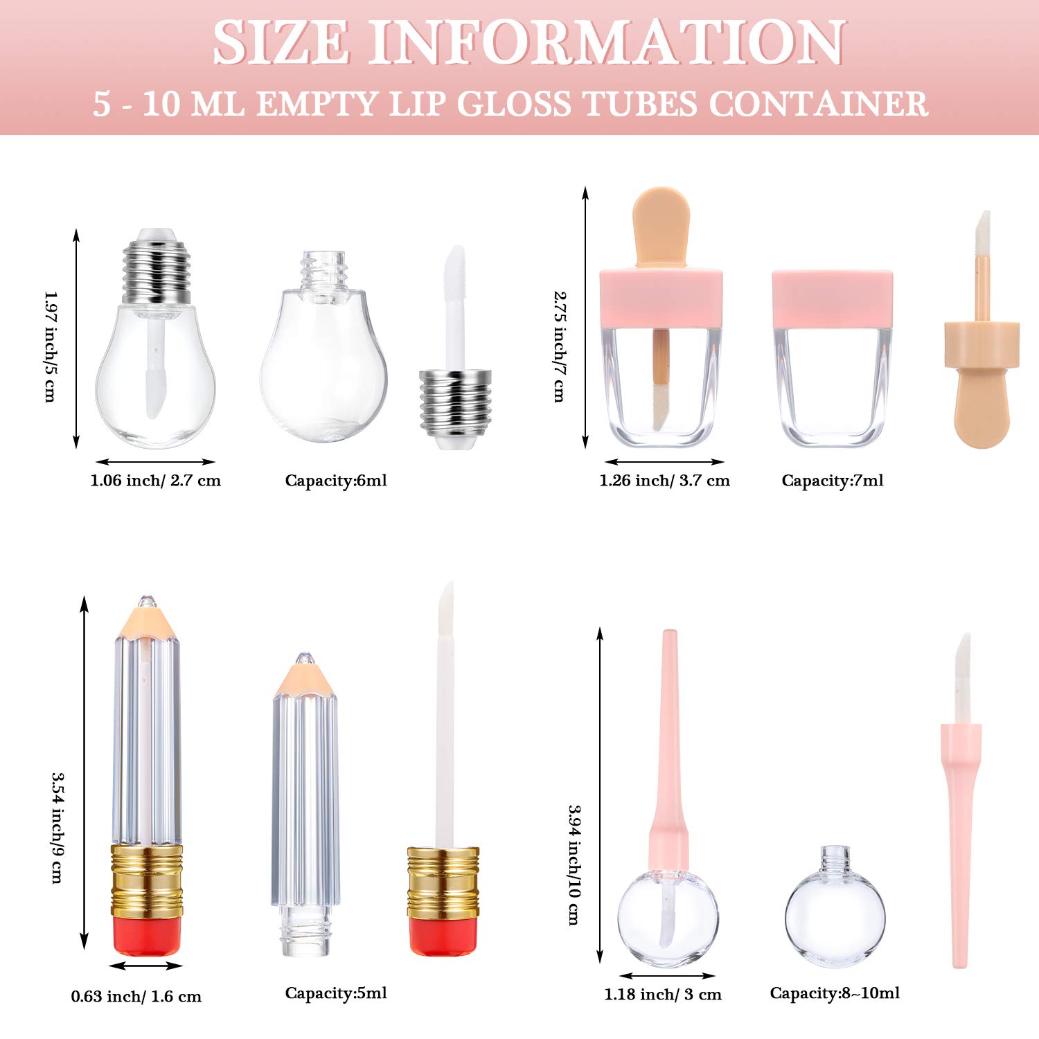 34 Pieces Mini Refillable Lip Gloss Tube Novelty Pencil Shaped Lip