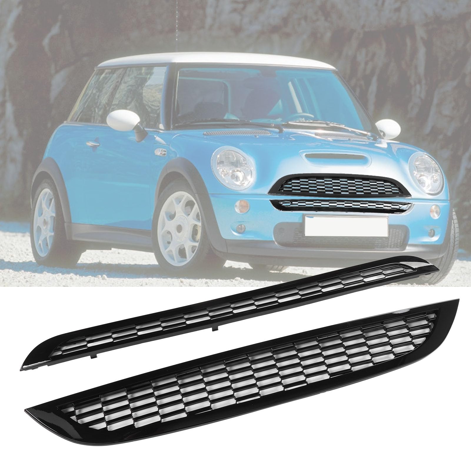 MINI COOPER S R52 R53 Upper Lower Bonnet Mesh Grilles Gloss Black
