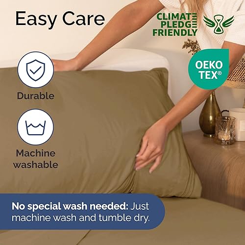 Vista 1602 de Juego de sábanas de 4 piezas tamaño king, extrasuaves, transpirables y refrescantes con esquinas profundas, sábanas de fácil ajuste y sin arrugas