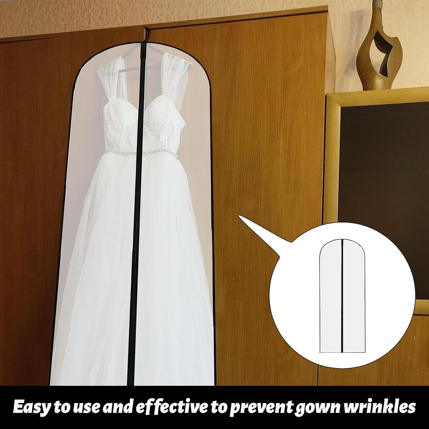 Long Dress Bags Covers,2 PCS Dress Bags Covers Long,Garment Covers Translucent with Zip Waterproof Dustproof,Dress Covers Garment bags Full Length for Long Dress Shirts Suits Jackets Coats Storage