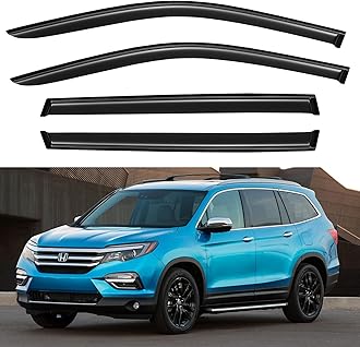 Window Visors Rain Guards for 2016 2017 2018 2019 2020 2021 2022 Honda Pilot, Out-Channel Window Vent Wind Deflectors Visors Shades for 16-22 Pilot (Excludes Touring Models)