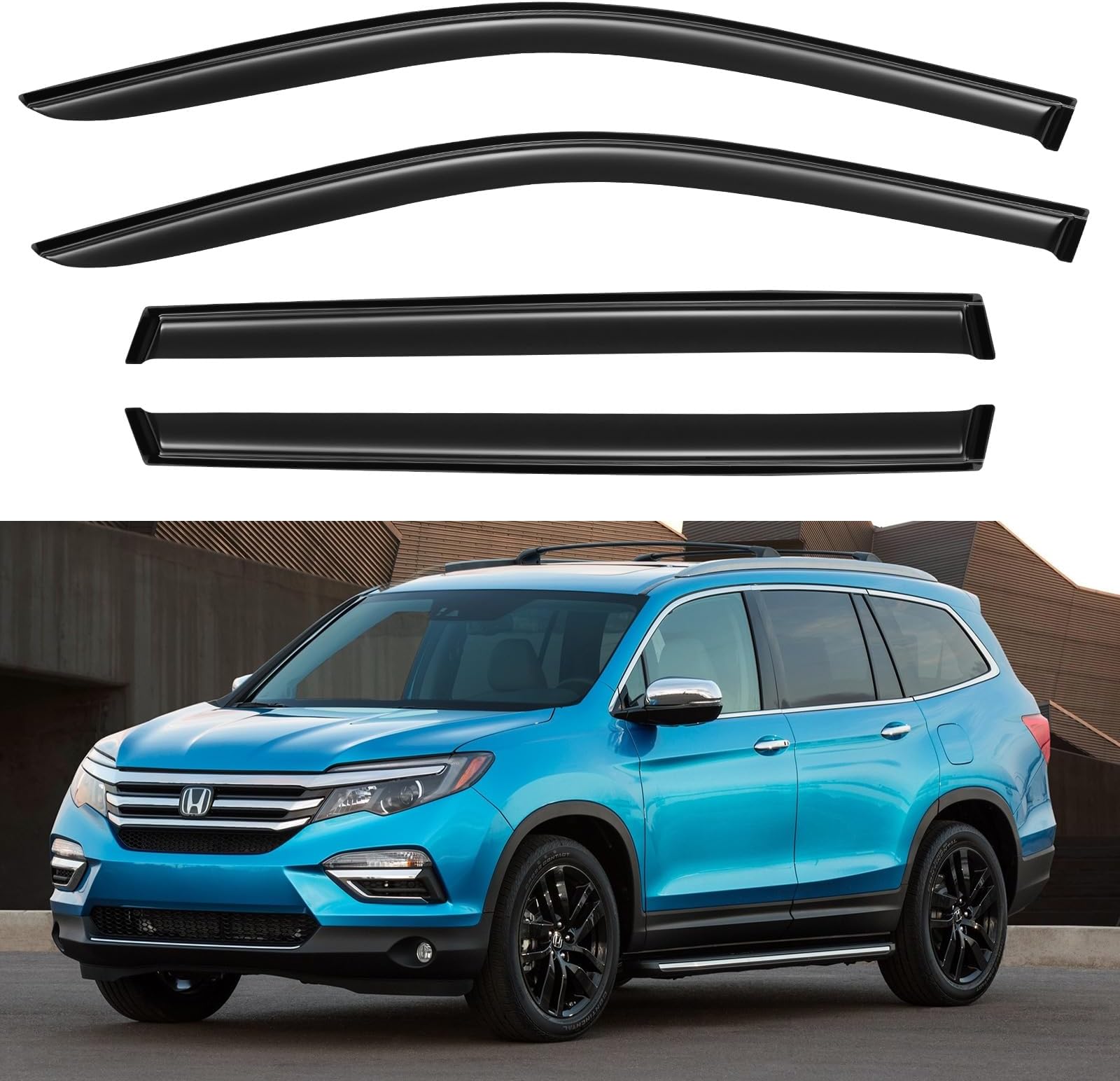 Window Visors Rain Guards for Honda Pilot 2016 2017 2018 2019 2020 2021 2022, Window Wind Deflectors Vent Shades for 16-22 Pilot (Excludes Touring Models)