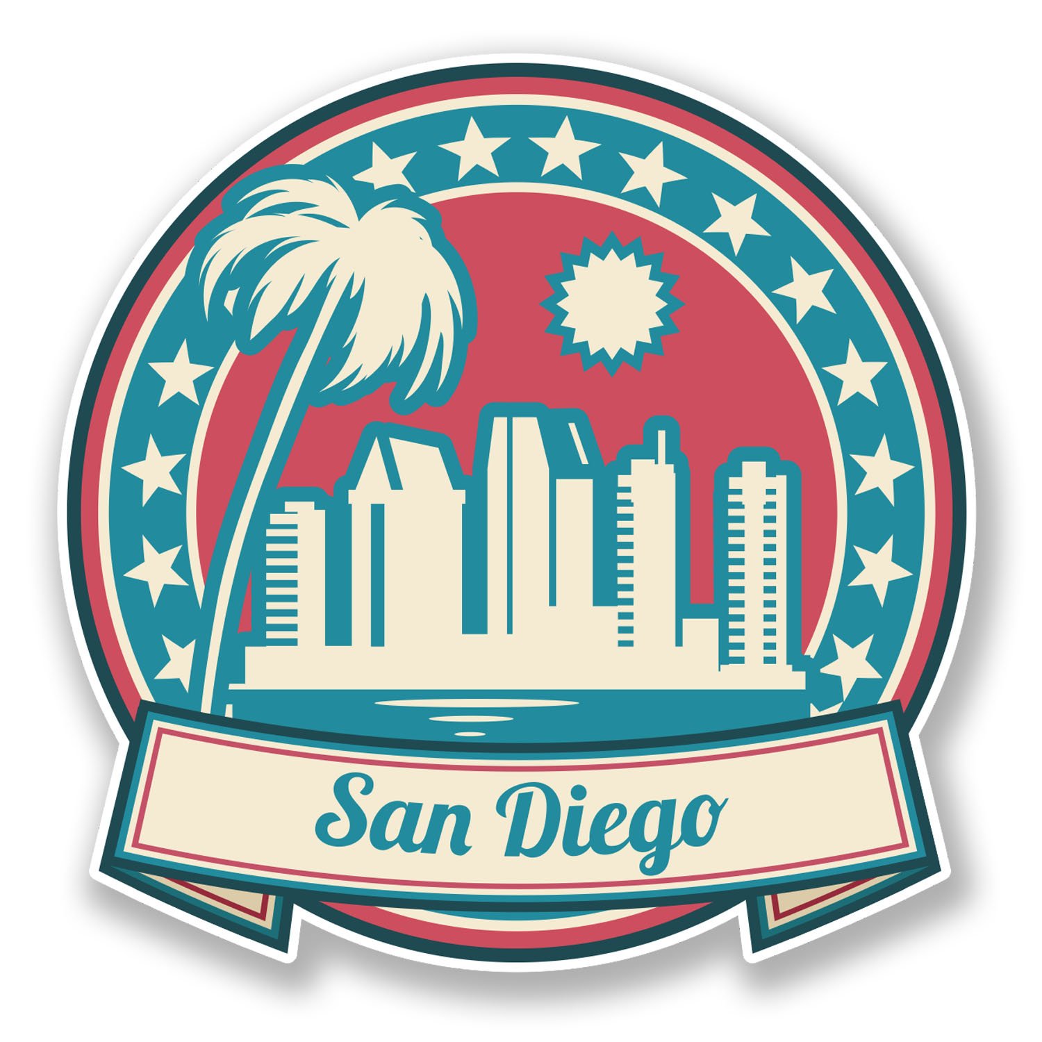 Destinationvinyl Multi 2 X 10Cm San Diego Usa America Sticker Car Laptop Travel Luggage Flag Tag #6745 (10Cm X 10Cm)