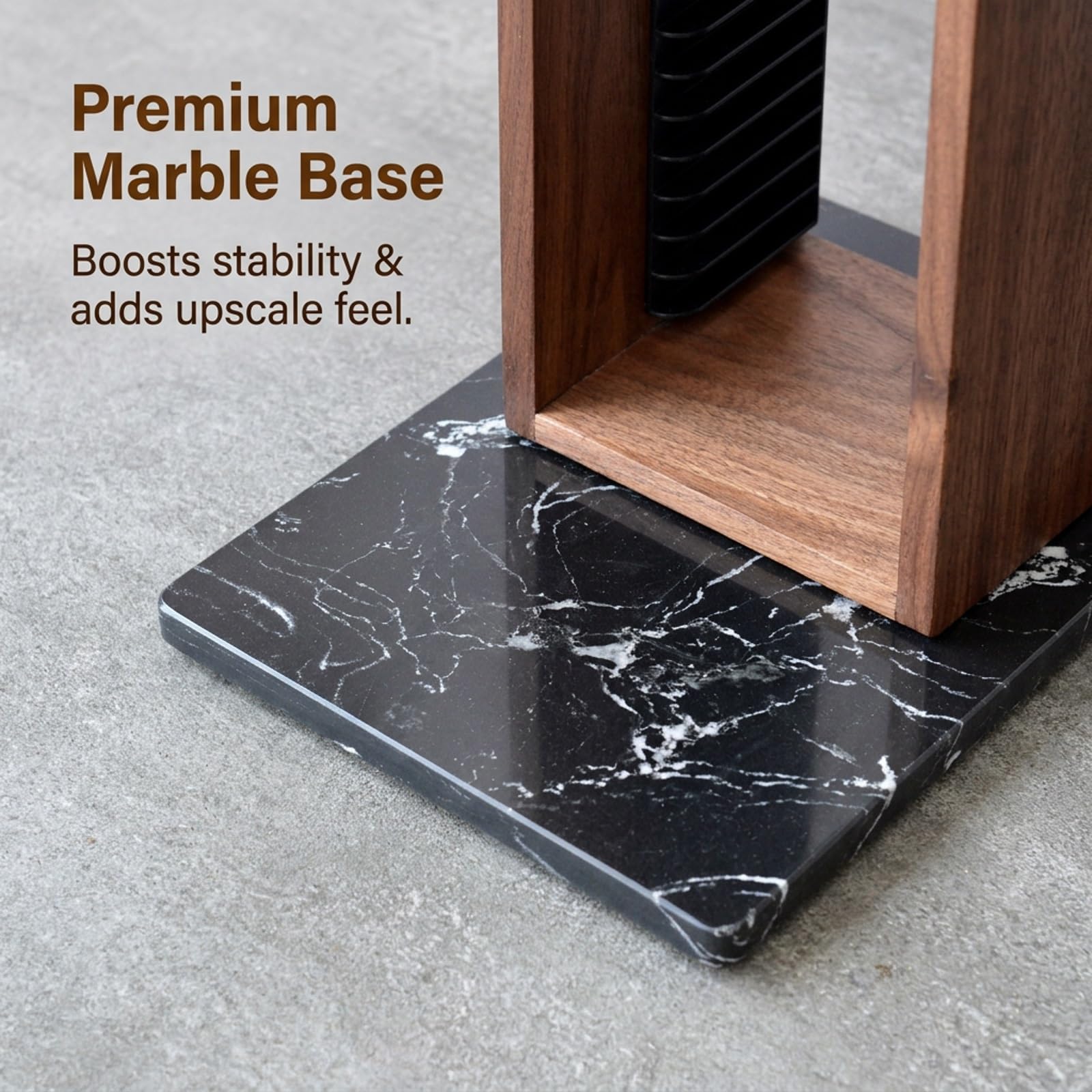 Estante Vinilos Madera Maciza, Soporte CD Vertical Nogal. | Estante vertical para discos de vinilo, mueble organizador para salón, sala de música.(20x18x108cm/7.9x7.1x42.5in)