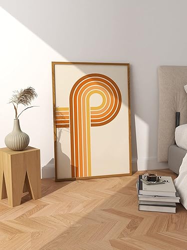 Miniatura 2 de Generic Póster de arte para pared, diseño de rayas de arco iris naranja retro de los años 70, estética de los años 70, póster amarillo naranja de