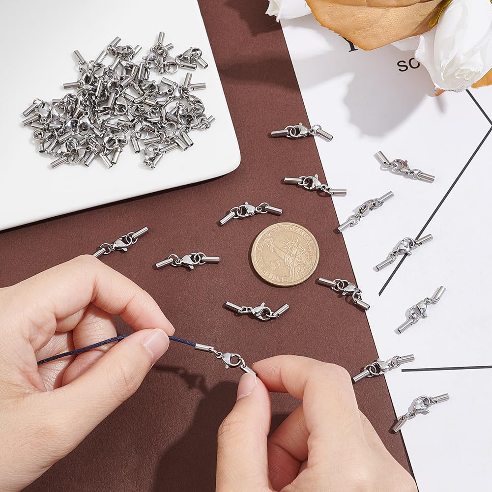 Pandahall Juego De 20 Cierres De Pinza De Langosta De Acero Inoxidable 304 Con Extremos De Cable Terminadores Tapas De Extremo De Cable Conectores Para Collares Pulseras Joyería Manualidades