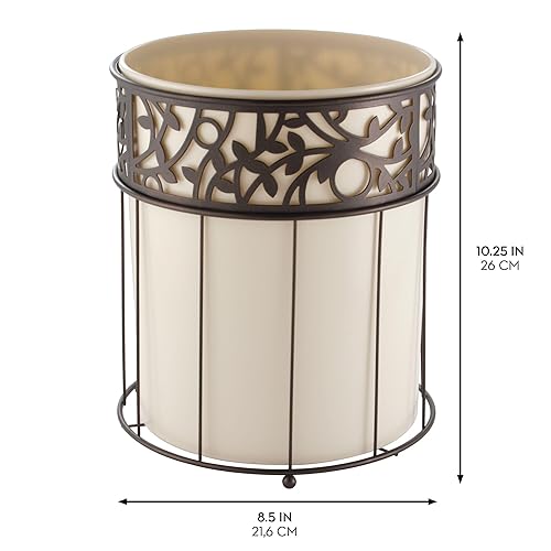 Miniatura 10 de iDesign Cubo de basura de metal y plástico de vid para baño dormitorio oficina en casa cocina patio dormitorio universidad bronceado vainilla y