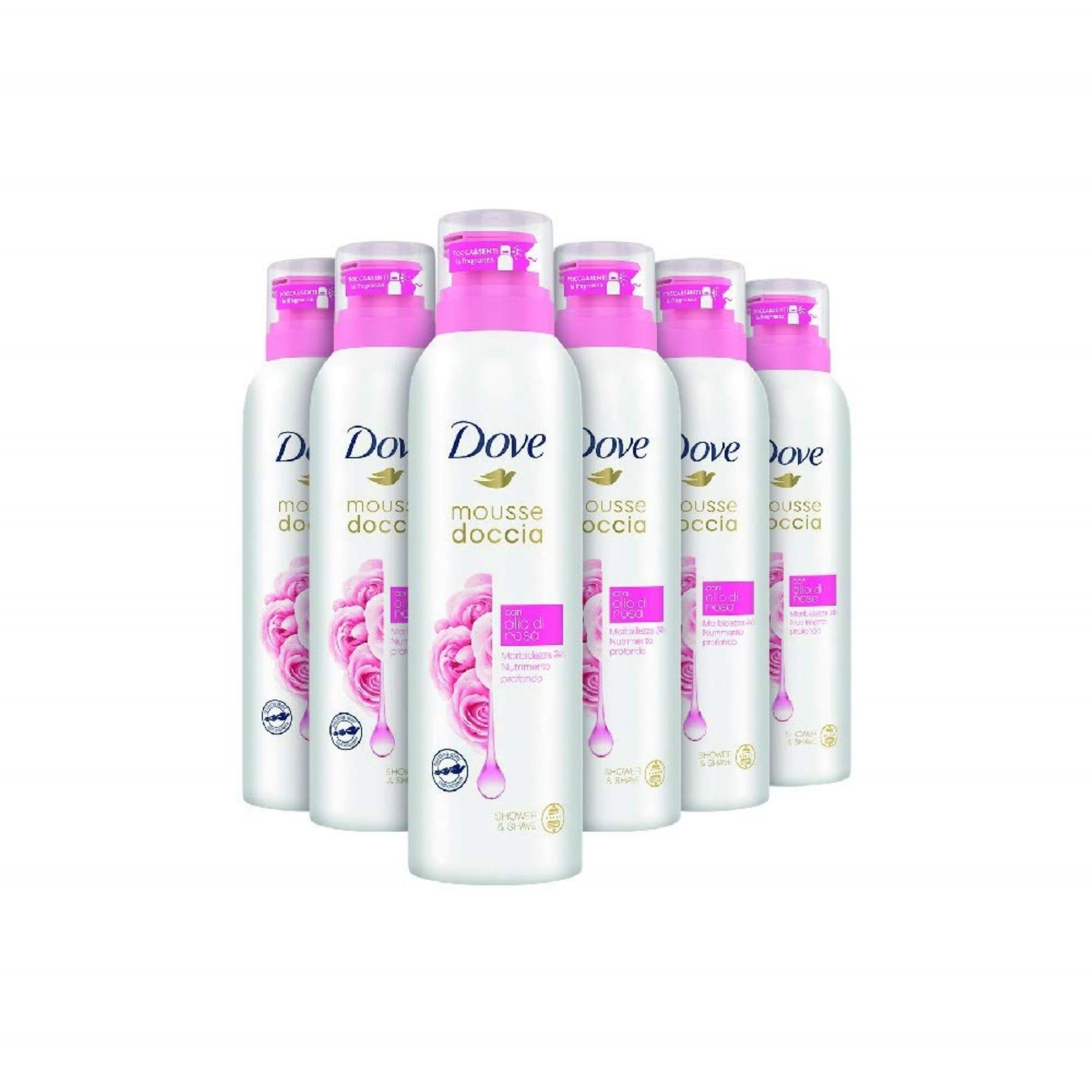 DOVE Mousse Doccia Olio di Rosa 6x200 ml (Confezione da 6)